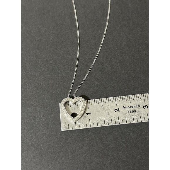 Sterling Heart Swarovski Open Heart Clear Crystal Necklace And Chain Sweetheart - Picture 9 of 10